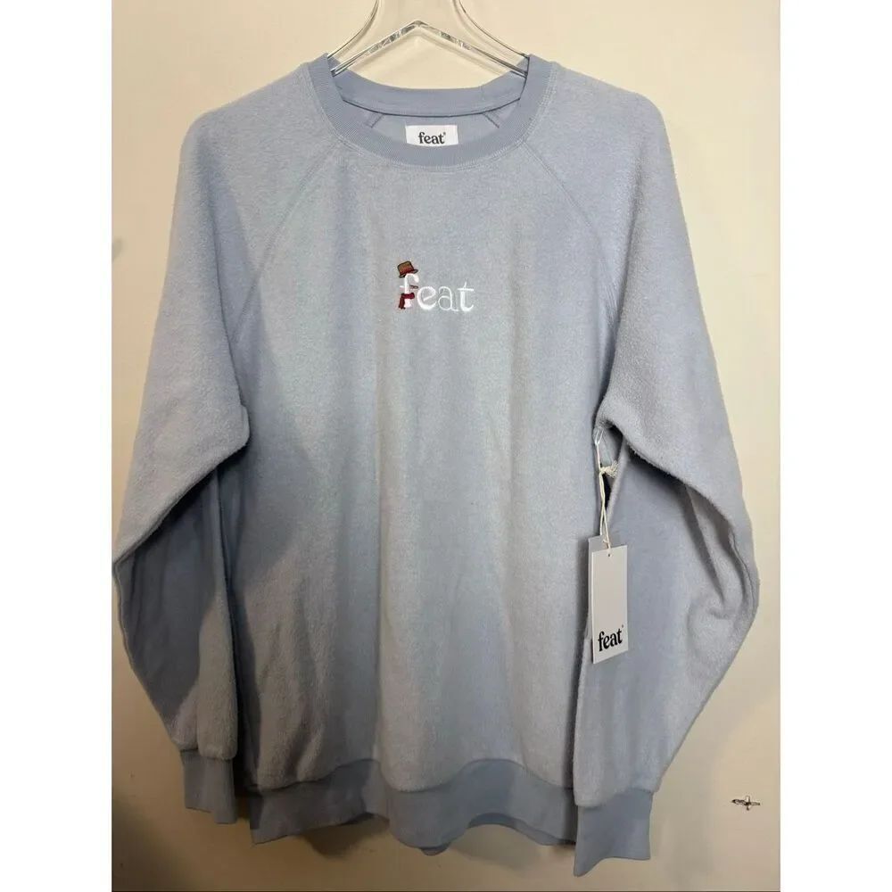 FEAT Unisex L Blanket Blend Crewneck Sweatshirt Shirt Pacific Mist NWT Holiday